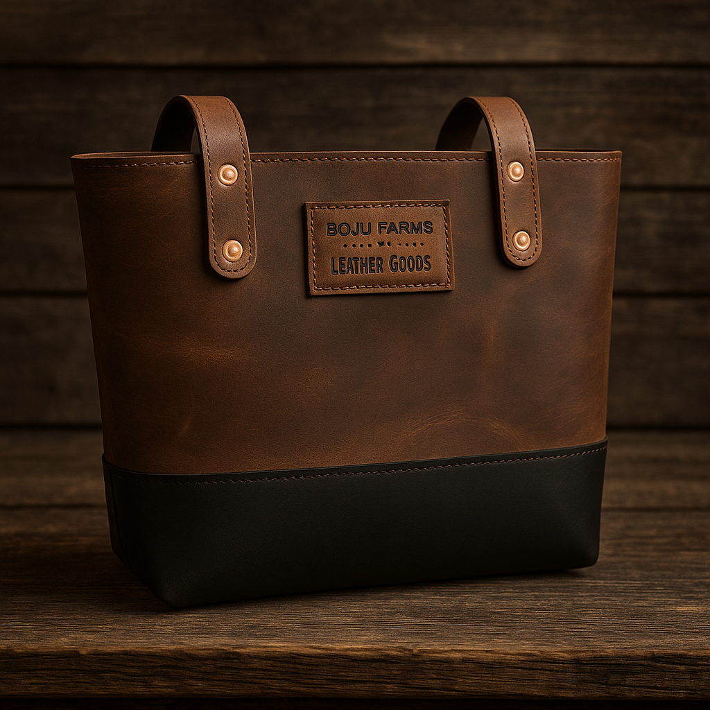 Hand crafted Two-tone Leather Tote Purse