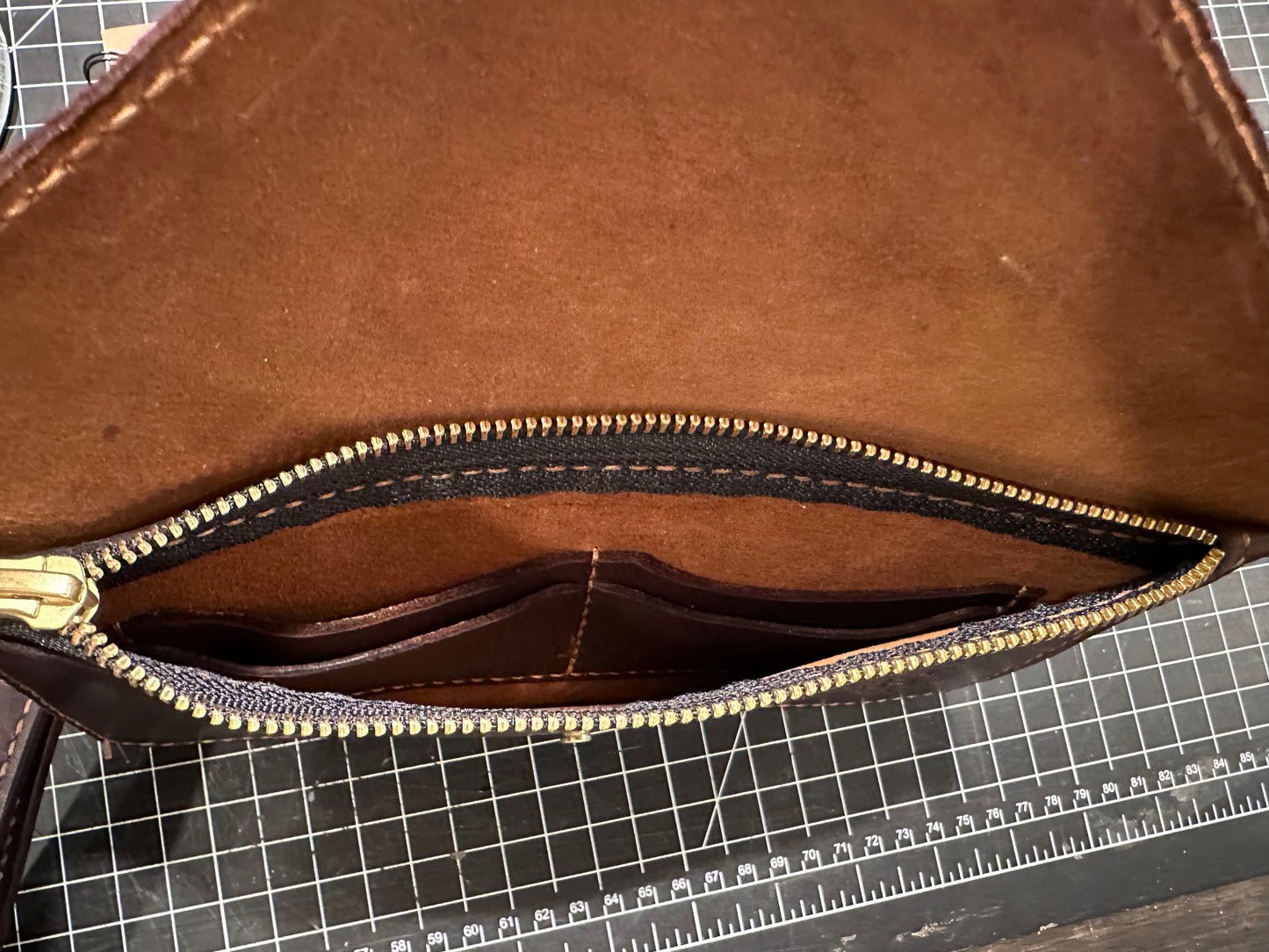 Handcrafted Leather Clutch with Wrist Strap - Rich Brown