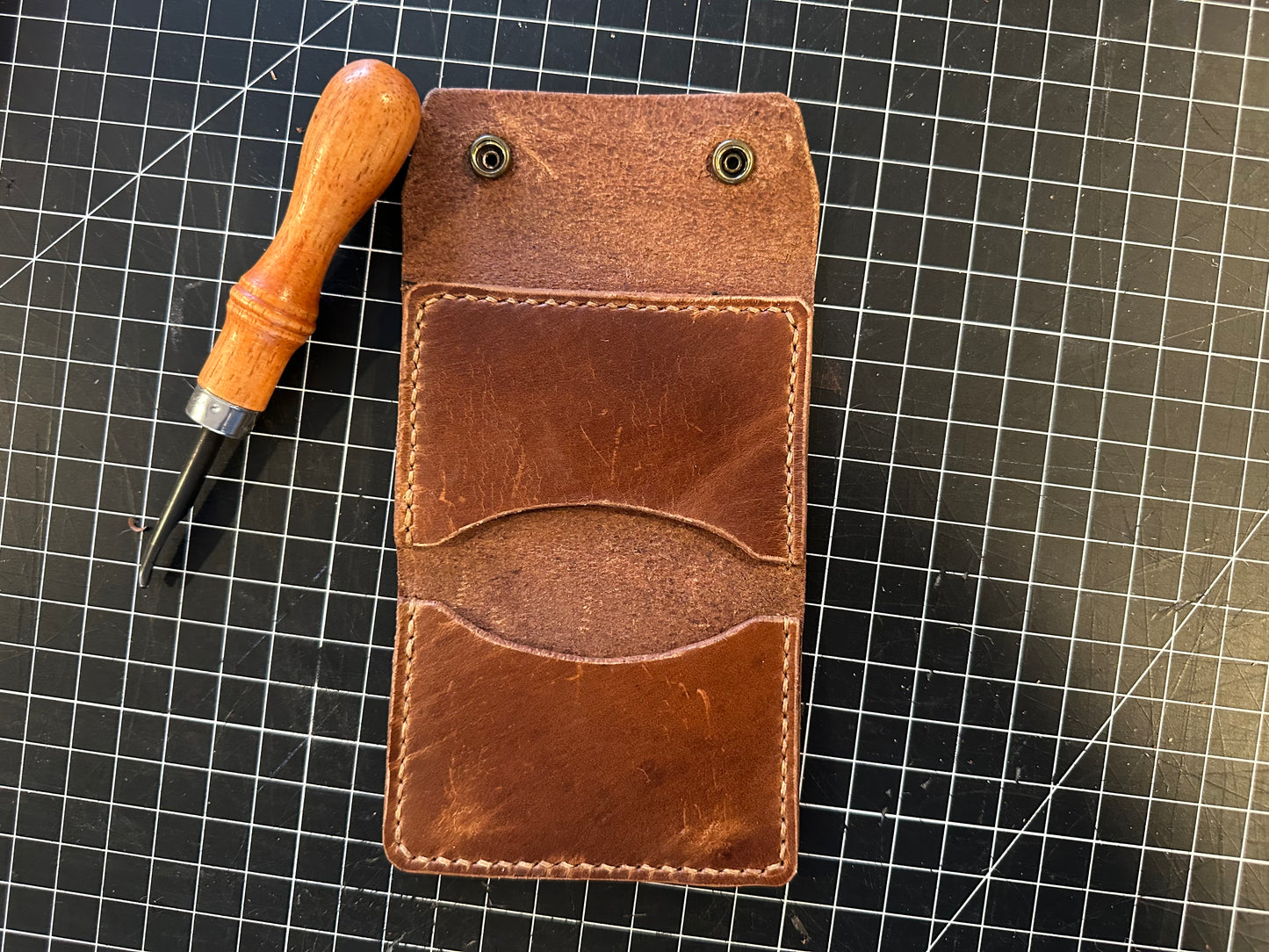 Leather Two Snap Two Card Holder