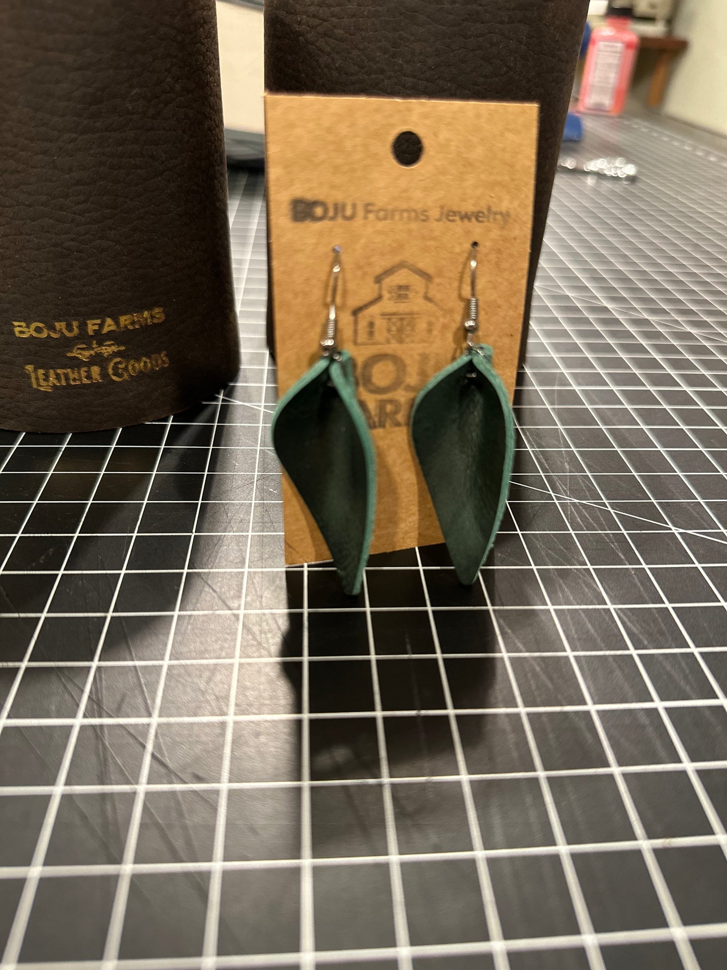 Hand-Crafted Leather Teardrop Earrings